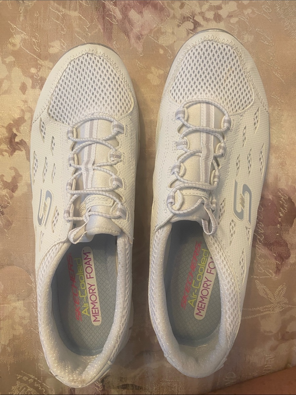 Skechers White Slip-On Athletic Sneakers with Mesh Upper